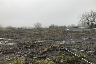 Vegetation clearance by HS2 Ltd at land which was previously part of BBOWT's Calvert Jubilee reserve but was commandeered by the construction firm. Picture: Mark Vallance