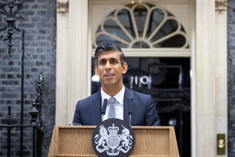 Rishi Sunak giving his first speech as Prime Minister outside No 10 Downing Street. Picture: Lauren Hurley / No 10 Downing Street