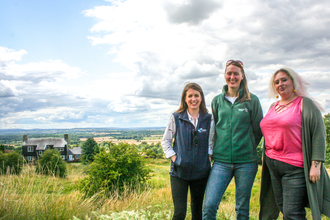 Farming consultant Chloe Timberlake, Alison Offord of BBOWT and Brill parish councillor Liz Springs pictured in Brill overlooking the Oxfordshire and Buckinghamshire landscape