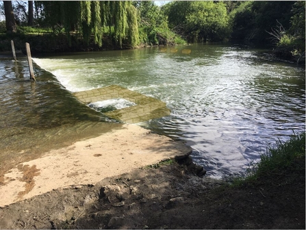Indicative illustration of the stone step on the downstream side at Duxford Ford by Atkins