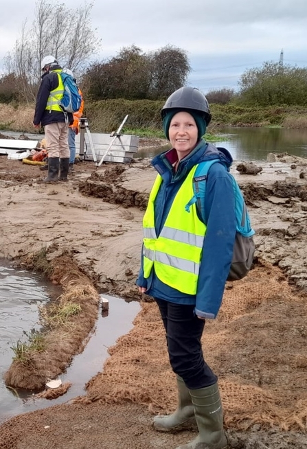 Lisa Lane, BBOWT Living Landscape Manager for the Upper Thames, at the construction of the new Chimney Meadows fish bypass channel. Picture: Pete Hughes