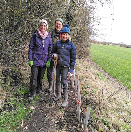 Members of the Hagbournes and Upton Group for Sustainability (HUGS) planting hedgerow plants. Picture: Caroline Hunt