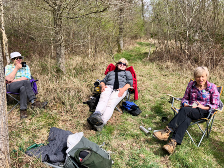 Volunteers at Finemere Wood resting