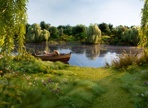 Ratty on the riverbank in Wind in the Willows 