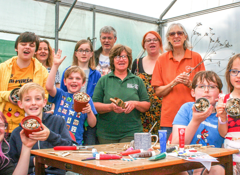 BBOWT Engaging with Nature project officer Clare Hegarty with members of The Autism Group in Maidenhead