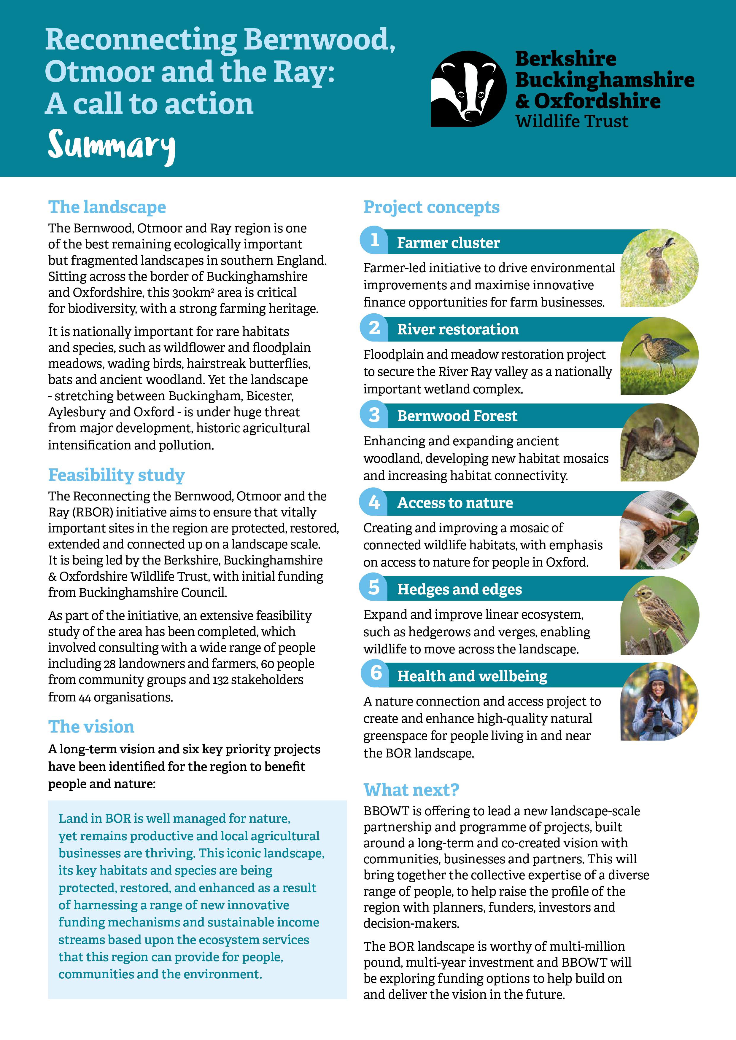 Reconnecting Bernwood, Otmoor and the Ray: Summary Report