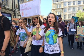 Children and adults on the Oxford Global Climate Strike demonstration march in 2019 to raise awareness about climate change. Picture: BBOWT