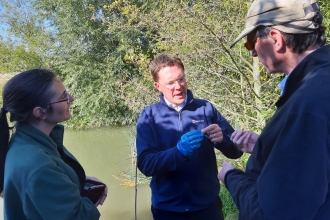 Robert Courts MP with BBOWT's Kate Prudden