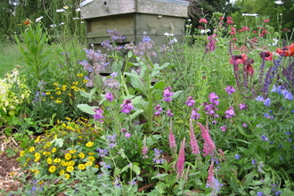 Beehive with flowers