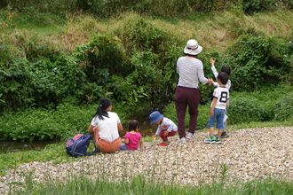 A family explore the reserve