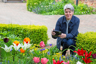 Estelle photographing flowers