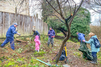 Volunteers helping with a litter pick at BBOWT's Haymill Valley nature reserve in Slough