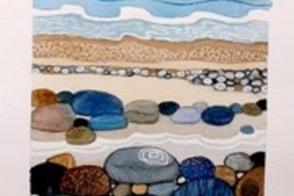 Pebble beach watercolour