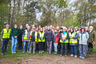 Volunteers and staff grouped together