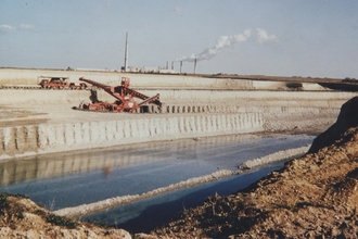 historical picture of quarry at college lake