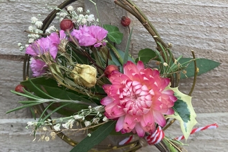 Close-up image of a hand-made seasonal bouquet.