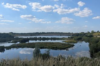 View over College lake in summer