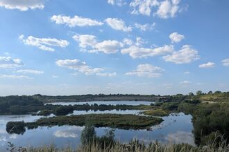 View over College lake in summer