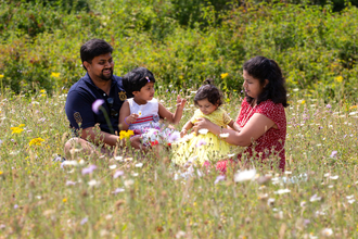 Family in meadow