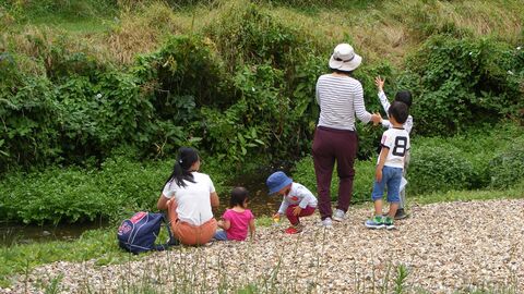 A family explore the reserve