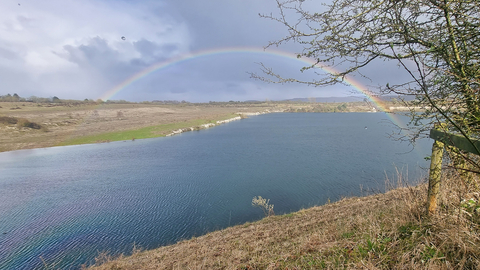 Rainbow over water, College Lake Nature Reserve
