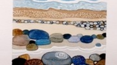 Pebble beach watercolour