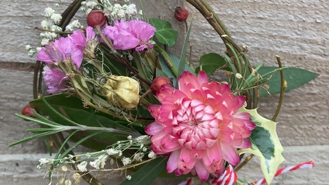 Close-up image of a hand-made seasonal bouquet.