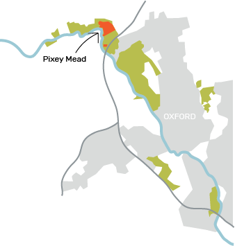 Map showing the location of Pixey Mead