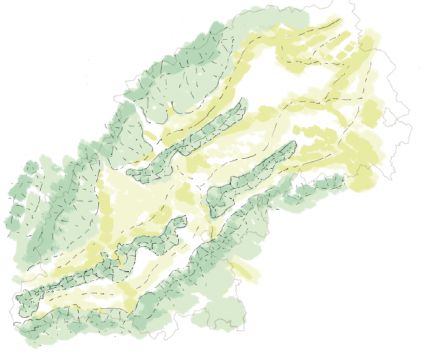 Ridges and valleys map
