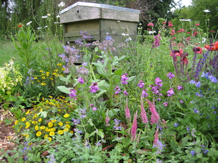 Beehive with flowers