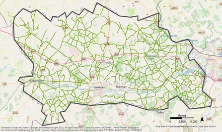 A map of rural road verges across West Berkshire. Picture: BBOWT/ West Berkshire Council/ Ordnance Survey