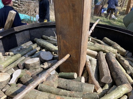 Wood stacked in the kiln