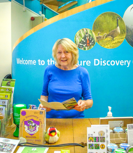 BBOWT volunteer Jane Hicks, who helps run the reception desk at the Nature Discovery Centre.