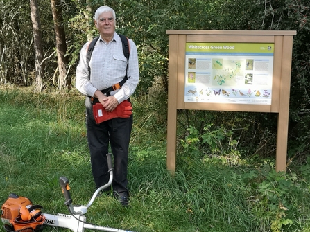 BBOWT volunteer Tony Croft at Whitecross Green Wood which he helps maintain.