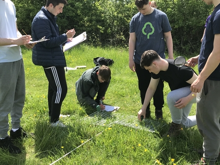 Secondary school biology students carrying out a fieldwork project at BBOWT's College Lake visitor centre.