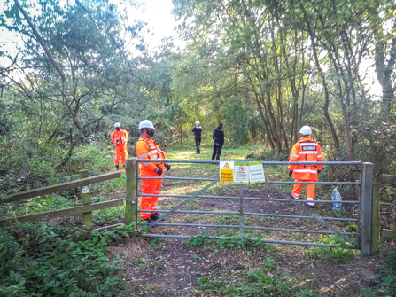 HS2 security staff at BBOWT's Calvert Jubilee nature reserve in September 2020. Picture: Mark Vallance