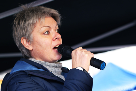 BBOWT Chief Executive Estelle Bailey speaking at a climate rally in Oxford as part of Great Big Green Week 2021. Picture: Ed Nix