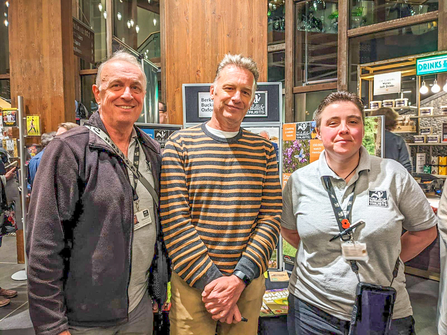 James Crafer and Georgia Ashton of BBOWT with Chris Packham