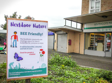 Planting flowers in Coronation Square in Southcote, Reading, as part of BBOWT's Nextdoor Nature project. Picture: Kate Titford