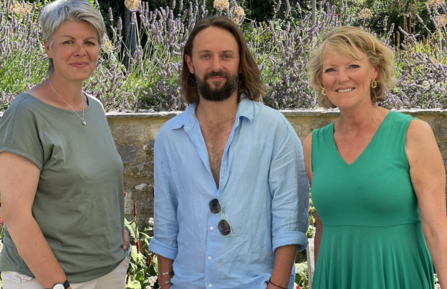 BBOWT's chief executive, Estelle Bailey with Jamie Langlands and Sheena Marsh from Oxford Garden Design