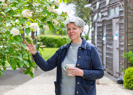 BBOWT Chief Executive Estelle Bailey having a cup of tea