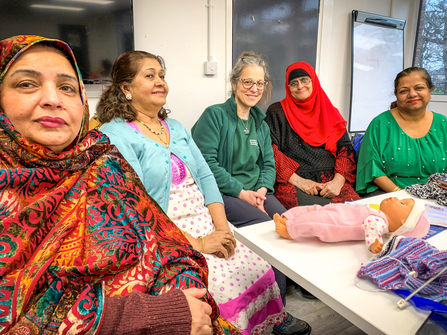 BBOWT Community Officer Barbara Polonara with members of the ladies' group at the Ujala Foundation in Slough