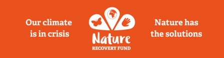 Nature Recovery Fund appeal banner showing logo and climate in crisis message