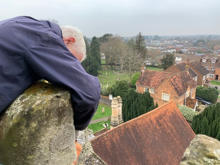 Man installing a swift nest box