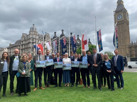 Campaigning for MPs to support amendments to the Planning and Infrastructure Bill that would give chalk streams better protections, Westminster, London