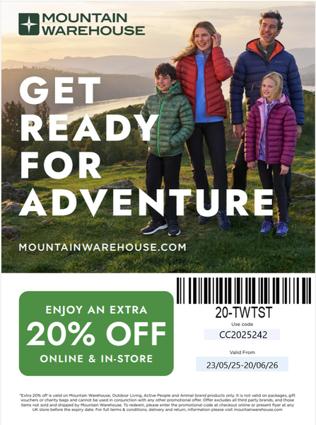 Mountain Warehouse discount for BBOWT Supporters