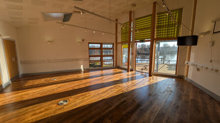 Interior of the Lakeside Room, an indoor space available for hire at the Nature Discovery Centre