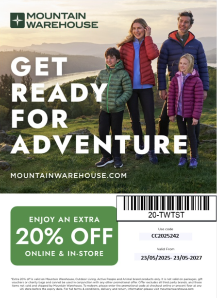 Mountain Warehouse Discount Flyer