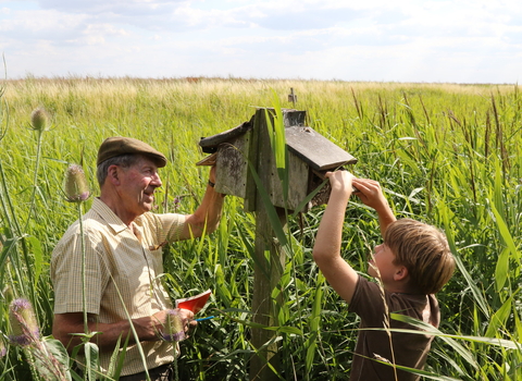 Checking nest boxes on Vine House Farm by Nicholas Watts