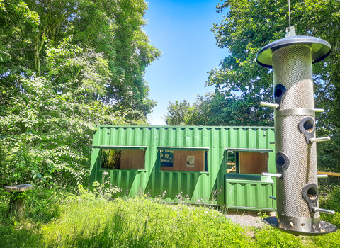 One of the bird feeders at the woodland bird hide at the Nature Discovery Centre